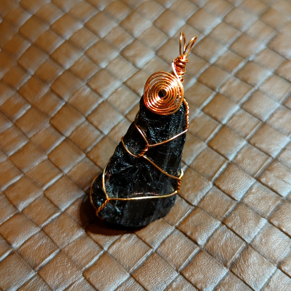 Witch's Hat Black Tourmaline Pendant Handmade